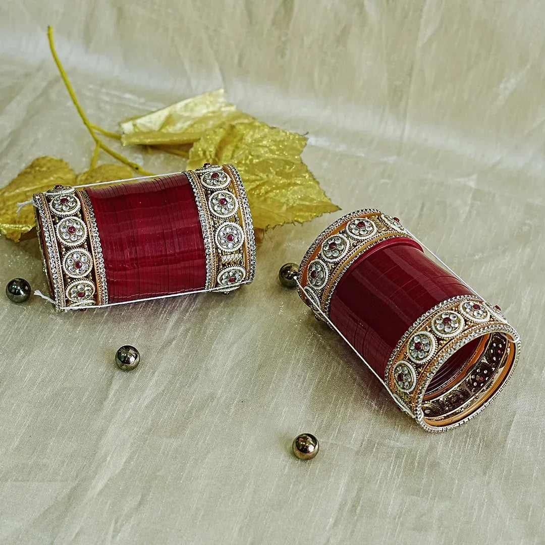 Premium Punjabi Bridal Chura Set for Women (Both Hand) - The Golden Cascade